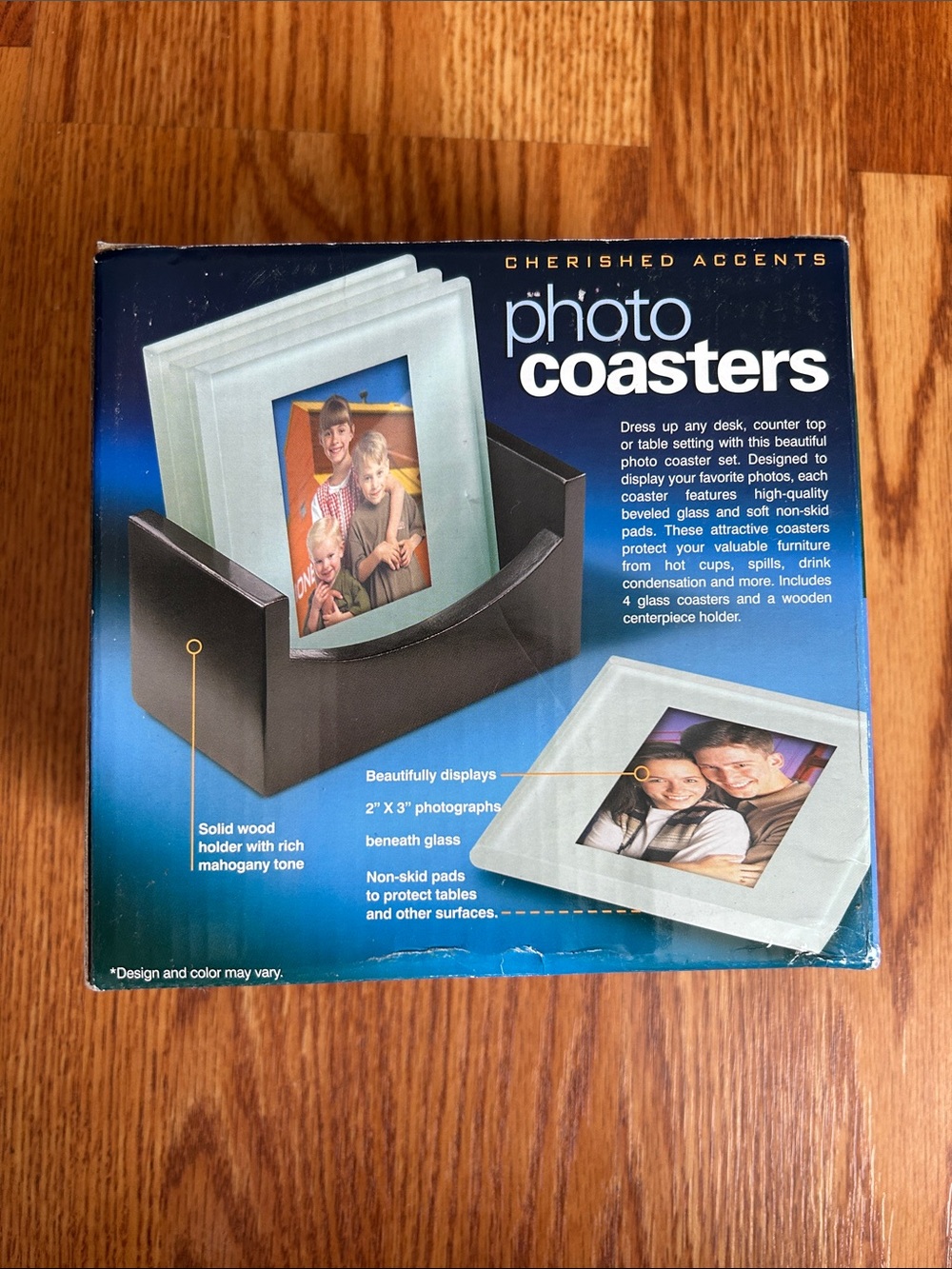 Brand New in Box Cherished Accents Glass Photo Coasters Set of 4 with Holder - Picture 3 of 9